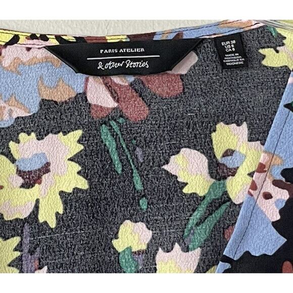 & Other Stories Women’s Floral Print Dress Romantic Size 8 V Neck Cottagecore - Picture 7 of 7